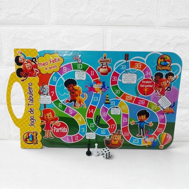 Lembrancinha 3 Palavrinhas Tabuleiro Personalizado aniversário festa infantil