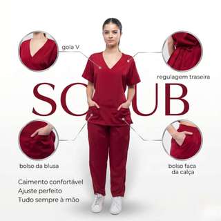 Pijama Cirúrgico Hospitalar Scrub Feminino Acinturado Oxford Premium com Elastano