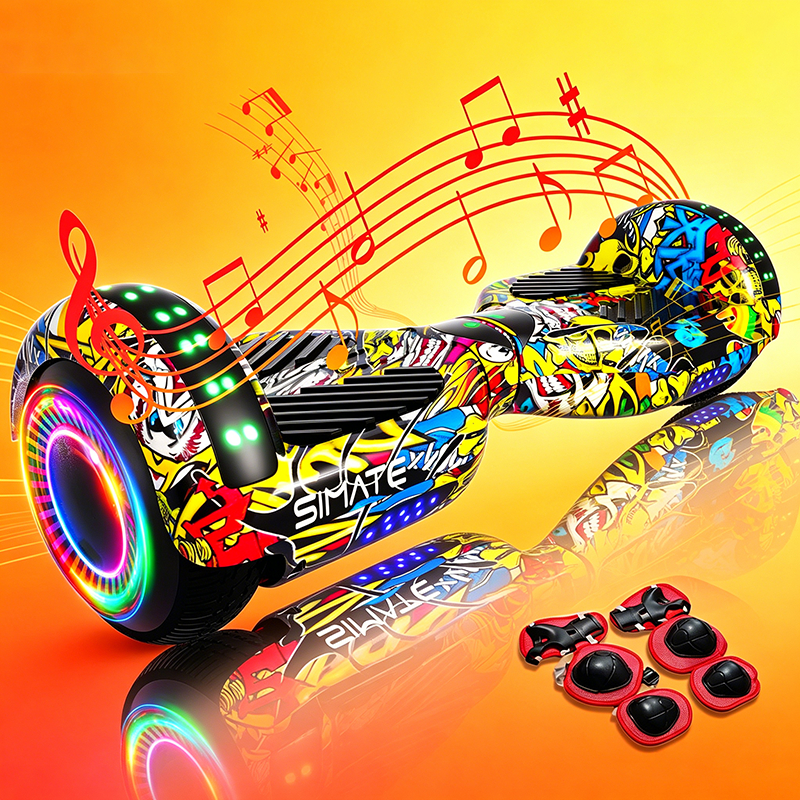 Hoverboard elétrico com dupla voltagem velocidade máxima de 13 km/h conexão Bluetooth LED rodas de 6,5 polegadas