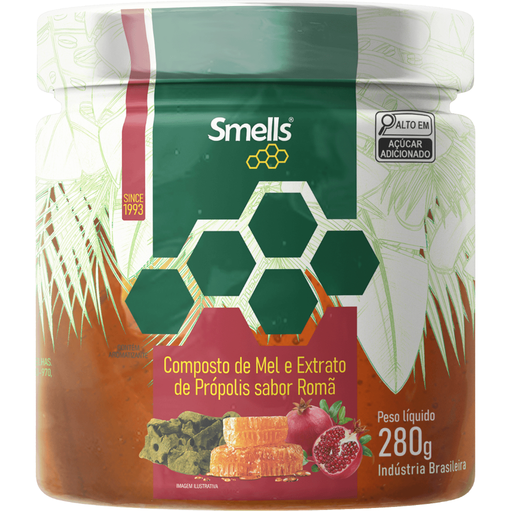 Composto de Mel  Extrato de Própolis sabor Româ  280g Smell Raylife