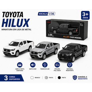 Carro Miniatura na Caixa Som e Luz Toyota Hilux Carrinho Colecionadores Metal 1:36 Novo Bateria