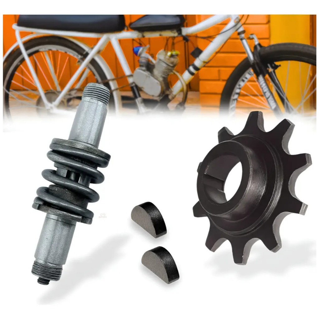 Kit Eixo do pinhão + pinhão + chavetas para bicicleta motorizada