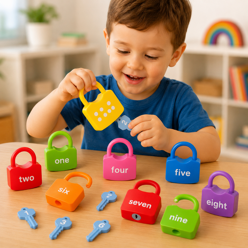 Jogo dos Cadeados Infantil Brinquedo Educativo Chave Fechadura Desenvolvimento Aprendizado Coordenação