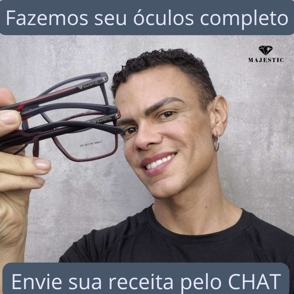 Armação de Óculos Masculino em TR90 formato Retangular - Tiago Majestic