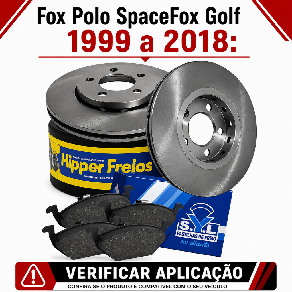 Disco Freio Dianteiro + Pastilha Fox Polo SpaceFox Golf 1999 a 2018 Ventilado