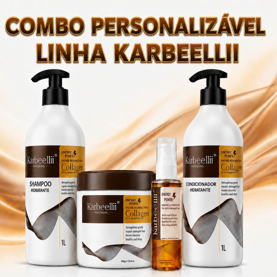 Combo Personalizavel Shampoo Condicionador Purificador 1L Máscara Hidratação 500g Óleo Reparador 60ML