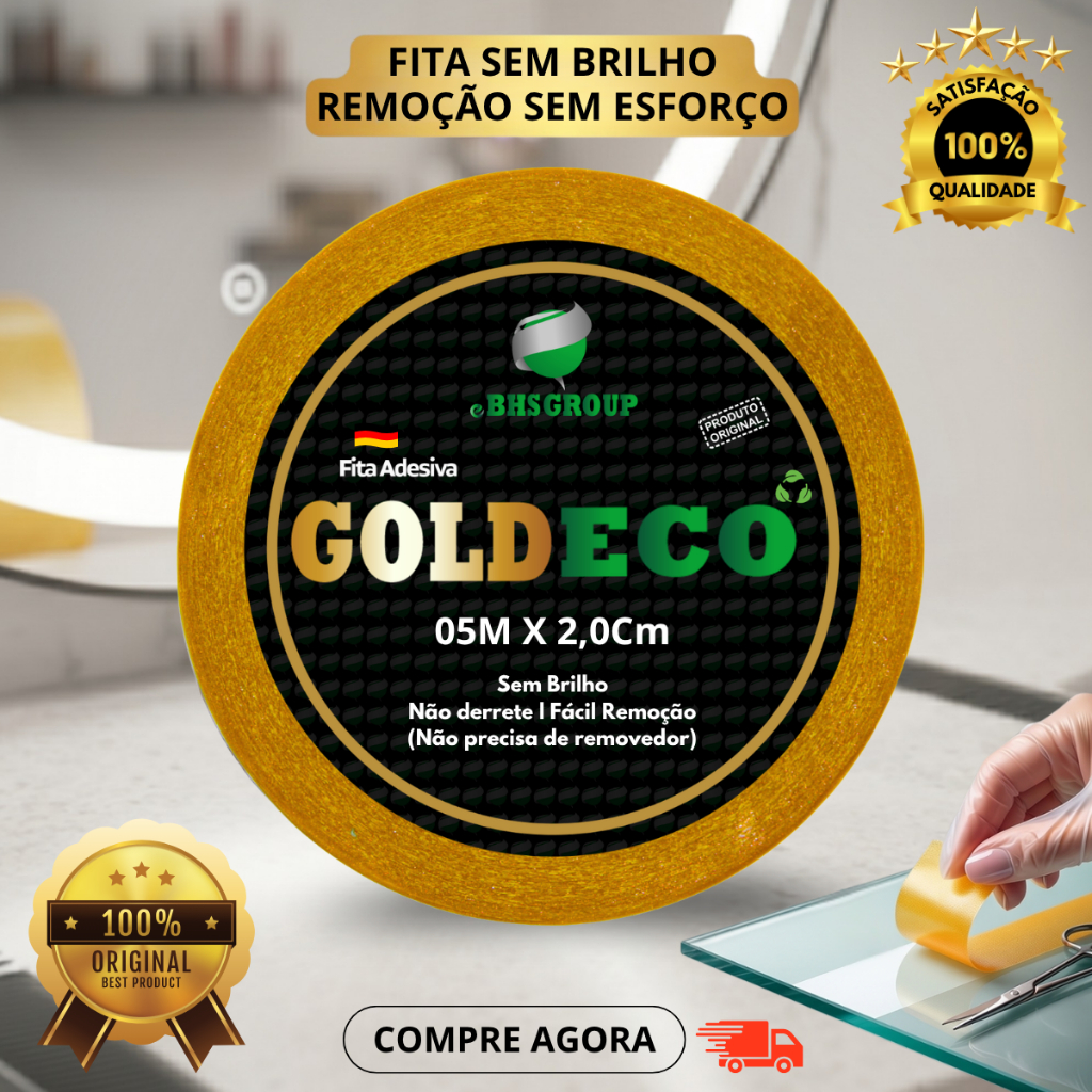 Fita Adesiva Goldeco Dupla Face 5m x 2,5cm Para Perucas E Próteses Capilares Não Derrete