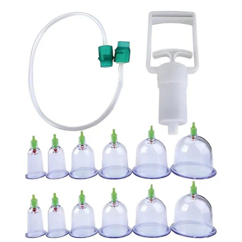 Kit 12 Ventosas Ventosaterapia Massoterapia Bomba Mangueira