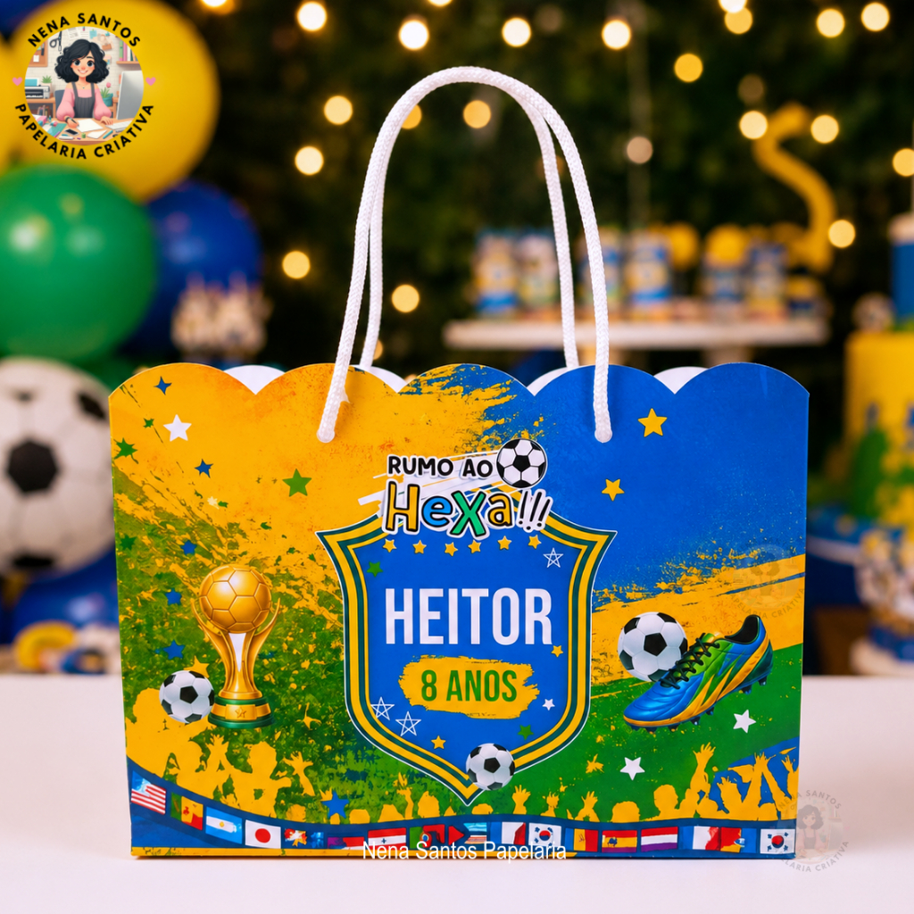 Sacolinhas BRASIL FUTEBOL COPA Personalizadas (PEGUE E MONTE) Lembrancinhas Sacolinhas ( 20,5x15x7 )