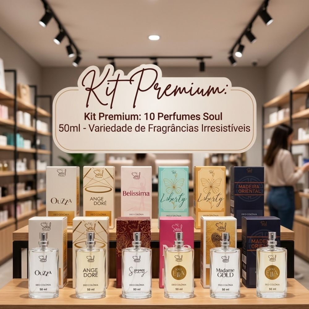 Kit Premium: 10 Perfumes Soul 50ml  Variedade de Fragrâncias Irresistíveis