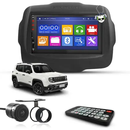 Kit Central Multimídia Universal Espelhamento Usb Mp5 2 Din Bluetooth Câmera de Ré Jeep Renegade 2015 a 2026