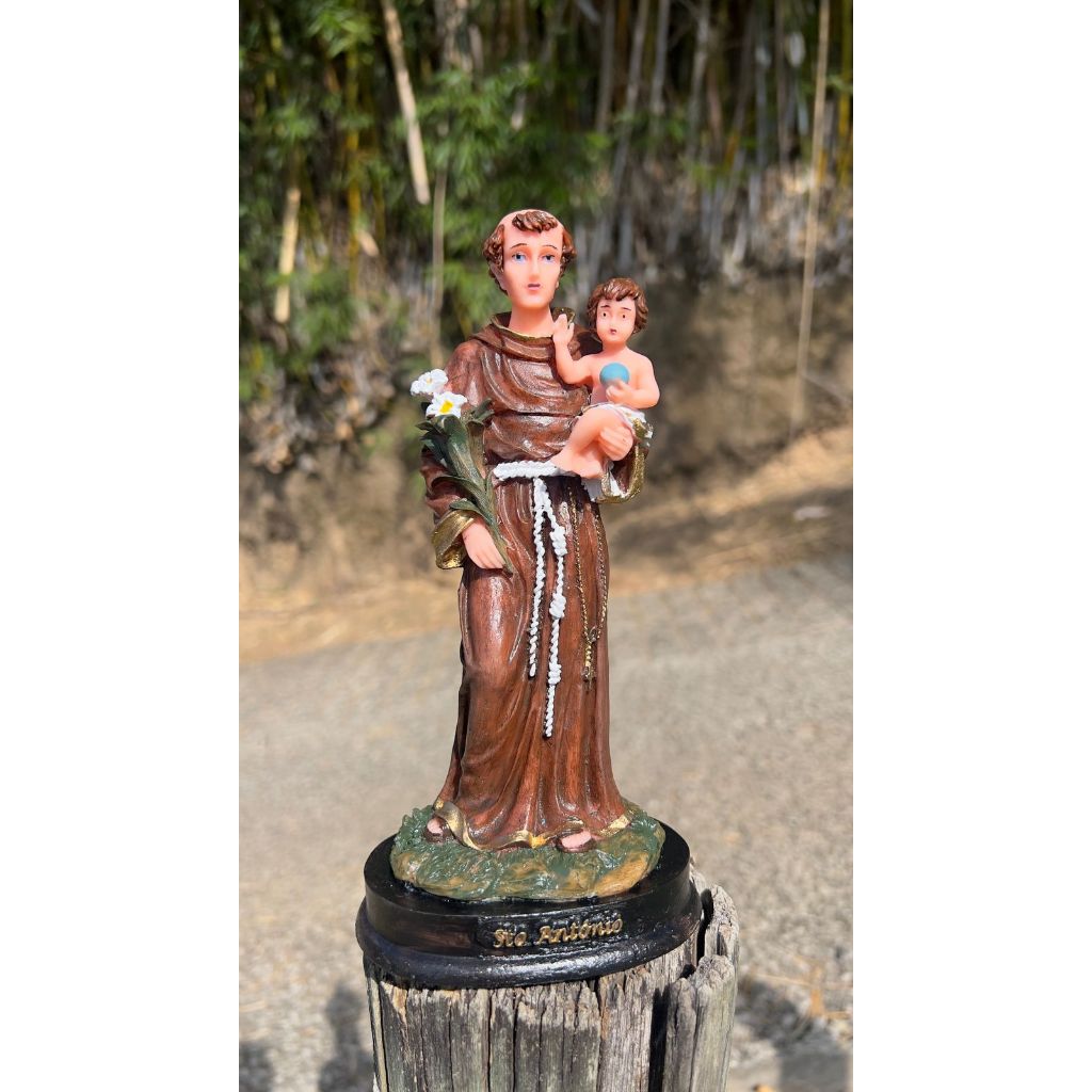 Imagem resina Santo Antônio 20cm santo casamenteiro decoração católica decorado á mão peça artesanal