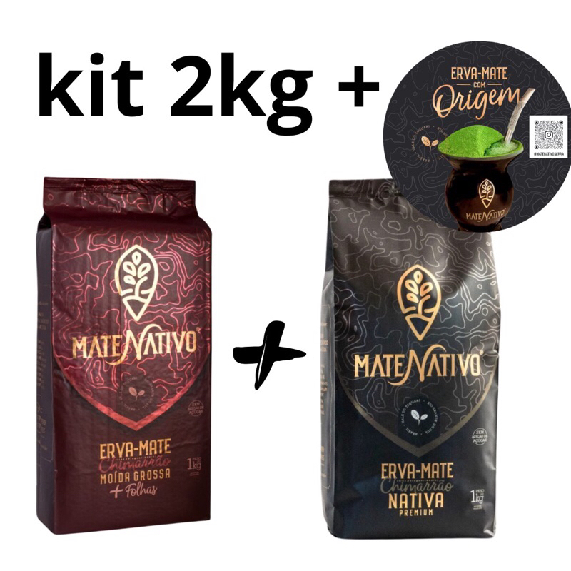 Erva-mate Chimarrão MATE NATIVO/ DE VALÉRIOS 2KG + Vira-Mate Exclusivo