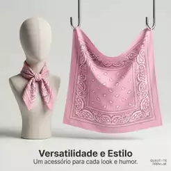 Kit 2 Bandanas Cores Preto Vermelho Rosa Lenço Estampado Rock Motoqueiro Praia Presente