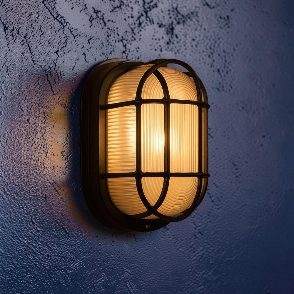 Arandela Oval Tartaruga LED E27 IP65 Preta – Luminária Externa para Parede Bivolt | techzony