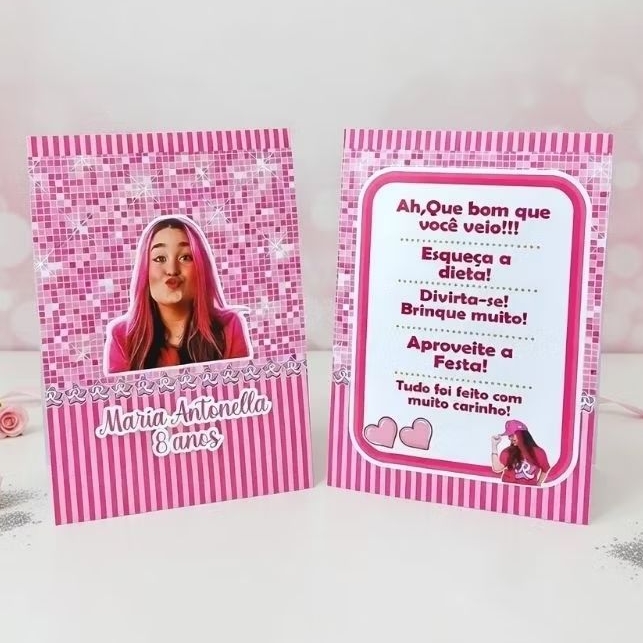 Kit Plaquinha de Agradecimento Emilly Vick Personalizada - Festa Infantil Decoração Aniversário