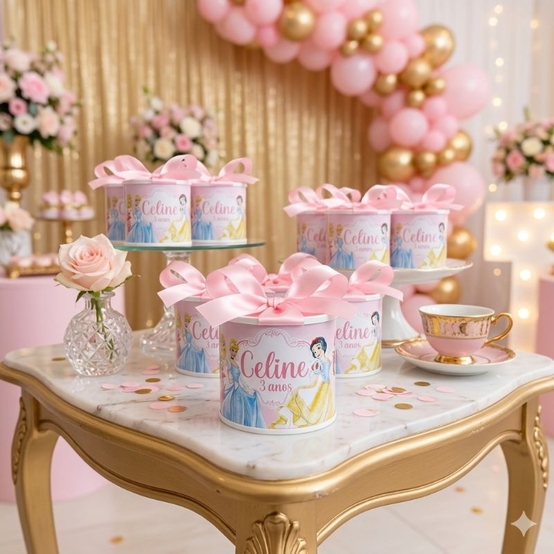 Tubolatas Personalizadas 5x6- PRINCESAS AQUARELA- Lembrancinha Maternidade/Festa Infantil/ Chá de bebê - DIVERSOS TEMAS