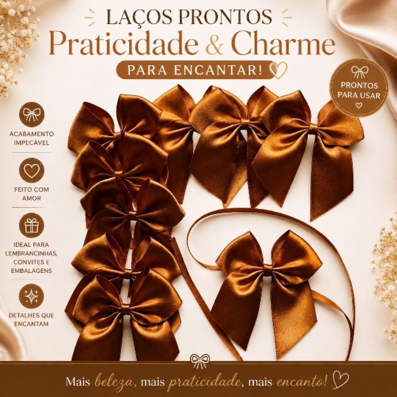 Laço de Cetim com Fita Para  Amarração Nº 5 com 30 unidades – Para Casamento | Batizado | Lembrancinhas | Artesanato
