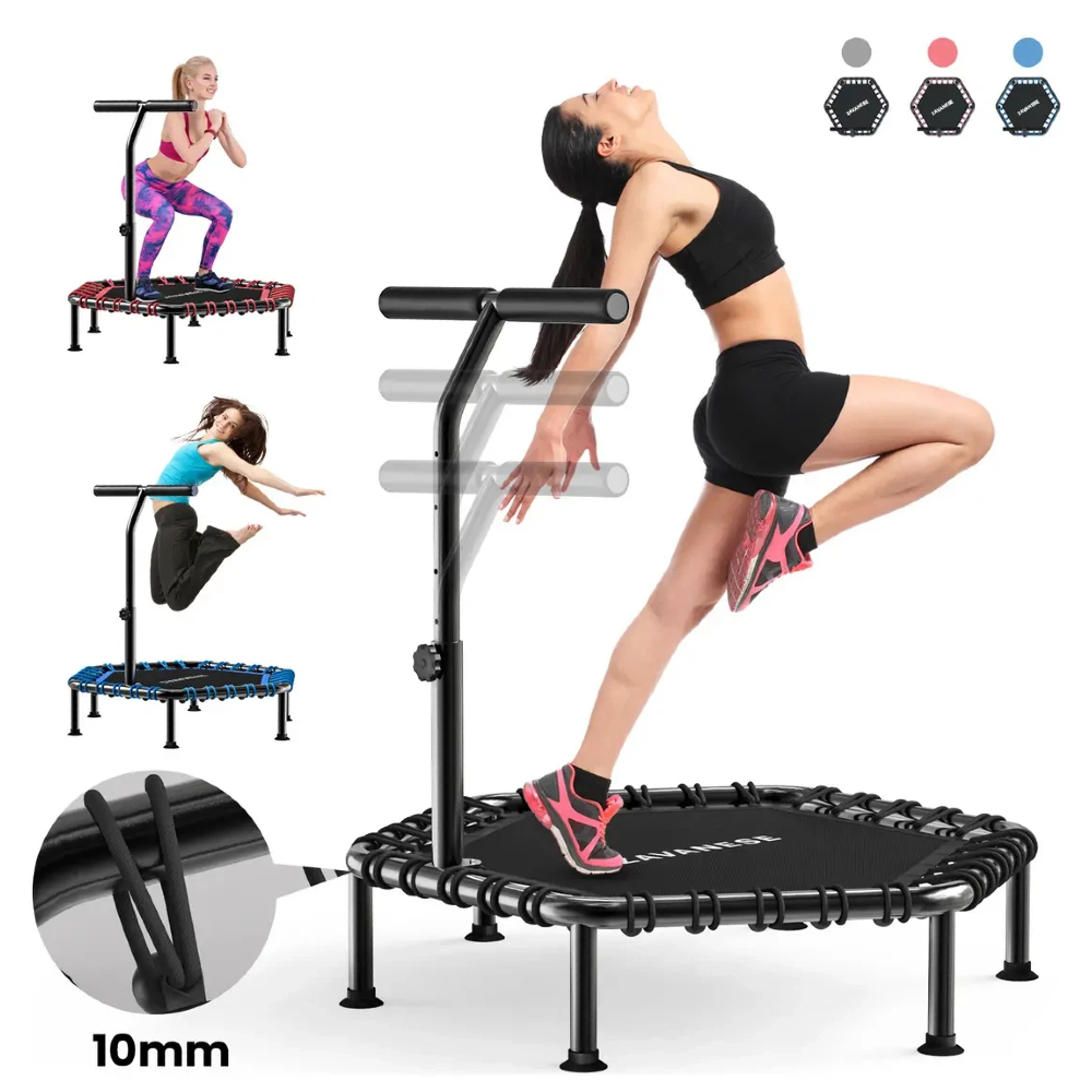 42“ Trampolim Profissional Jump 250kg – Braços Ajustáveis, Diâmetro 108cm, Cordão 10mm – Para Academia e Uso Doméstico