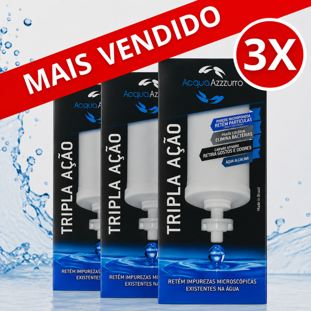 Kit 03 Vela Filtro de Barro Tripla Ação Alcalina Carvão Ativado Universal Para Todos Os Filtros