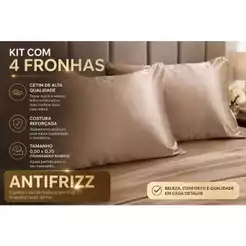 Kit 4 Fronhas Cetim Antifrizz Luxuosa 0,50x0,70