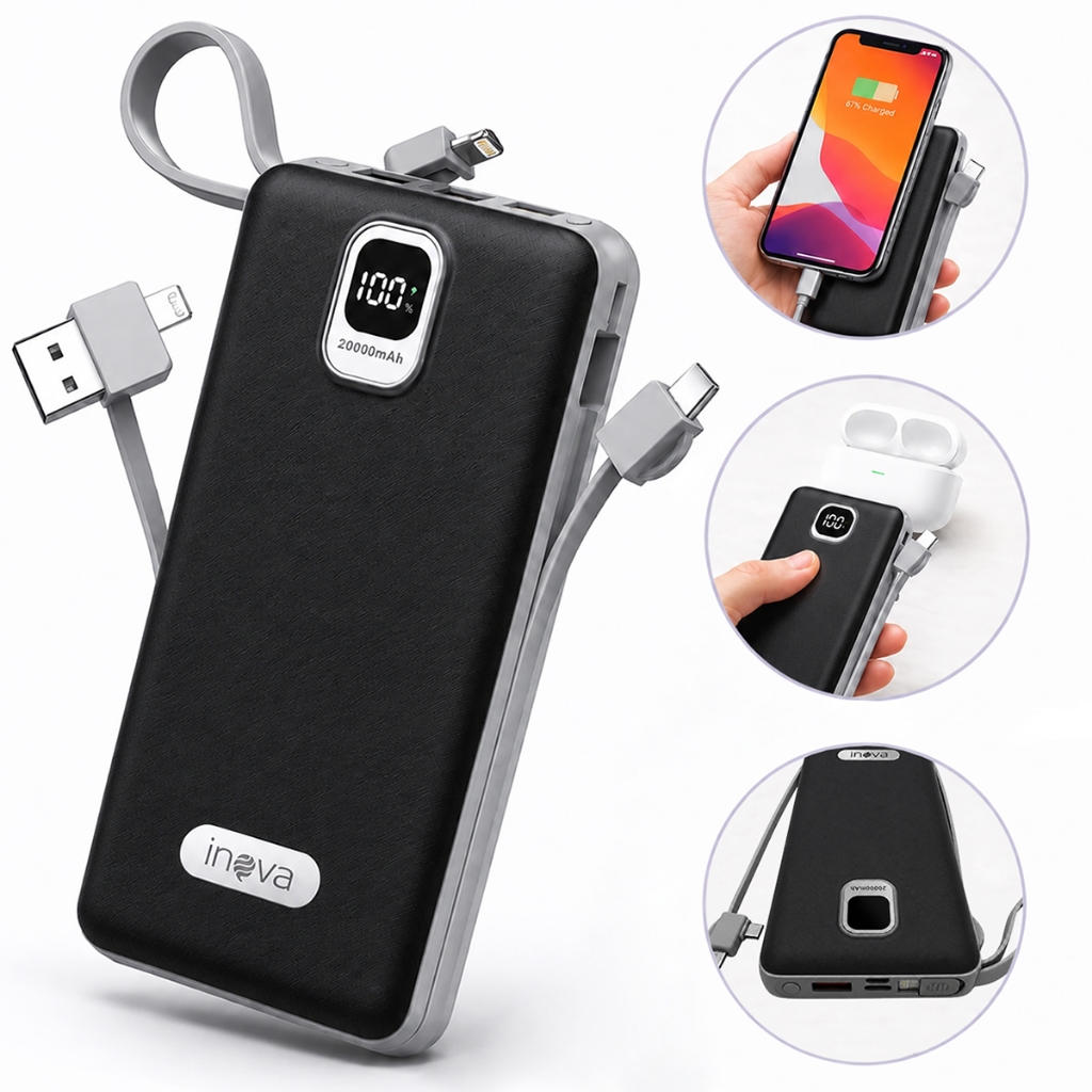 INOVA Carregador Portátil Turbo Premium Power Bank 20000mAh Original Universal