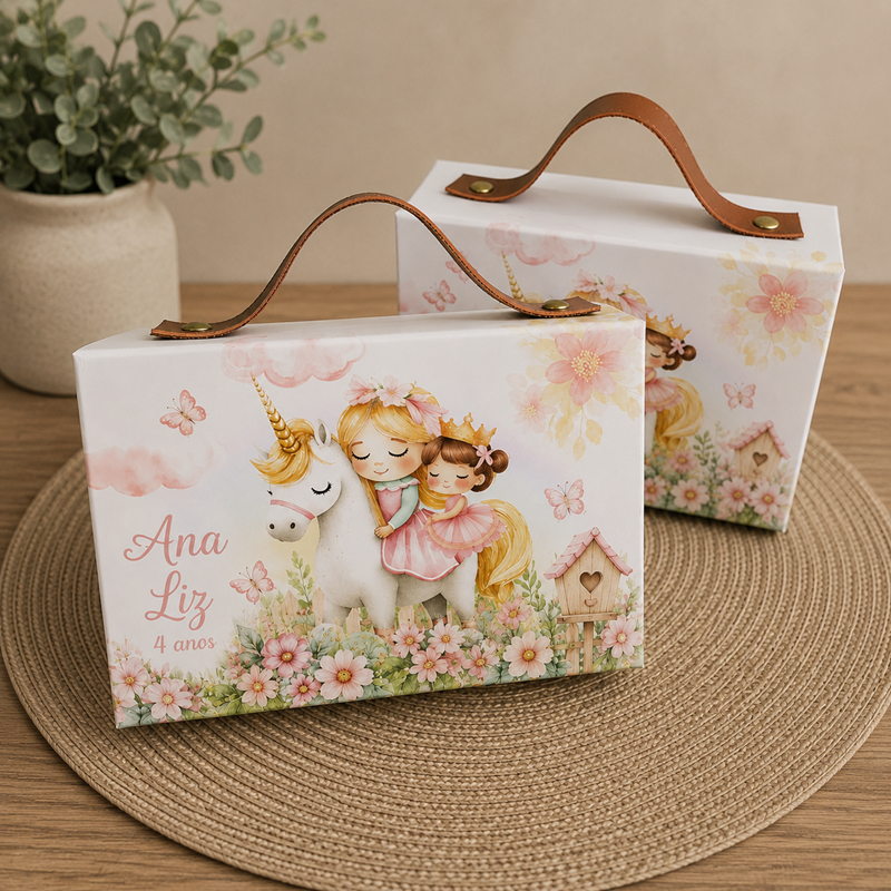 Maletinha Personalizada Infantil com Papelaria Fofa Lembrancinha de Luxo para Aniversário Cartonada Modelo 14