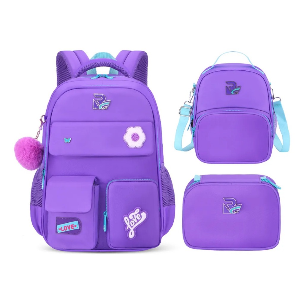 Kit 3 Mochila Grande + Mini Mochila + Bolsa Mão Conjunto Versátil para Estudantes Viagem Escola Reforçada Notebook Bolsa