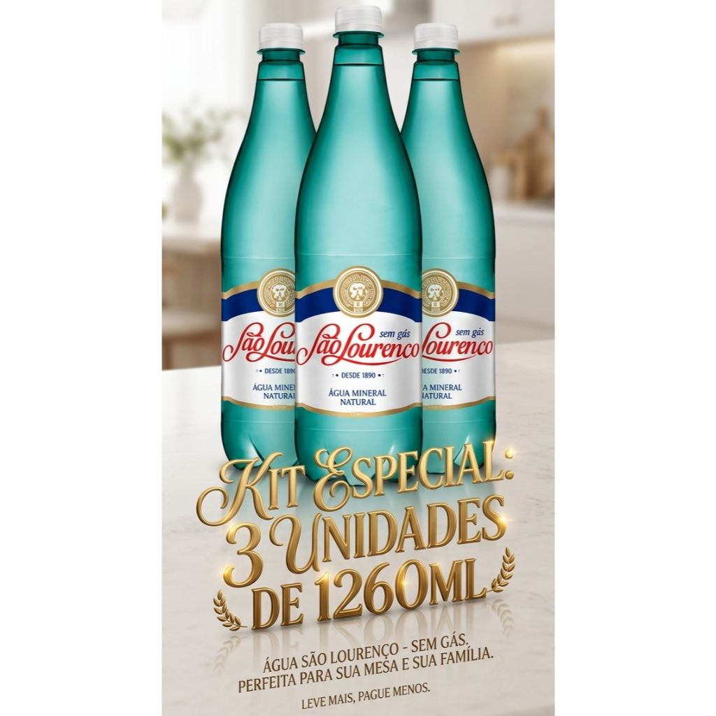 Kit 3 Águas São Lourenço Sem Gás 1260ml Mineral Natural Premium