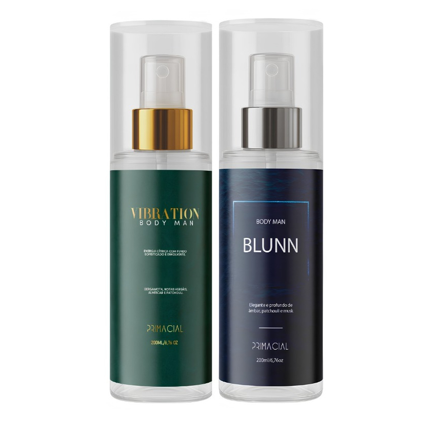 KIT BODY SPLASH MASCULINO VIBRATION + BLUNN 200ML - PRIMACIAL CÍTRICO FRESCO