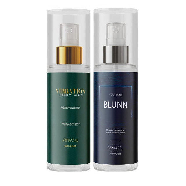 KIT BODY SPLASH MASCULINO VIBRATION + BLUNN 200ML - PRIMACIAL CÍTRICO FRESCO