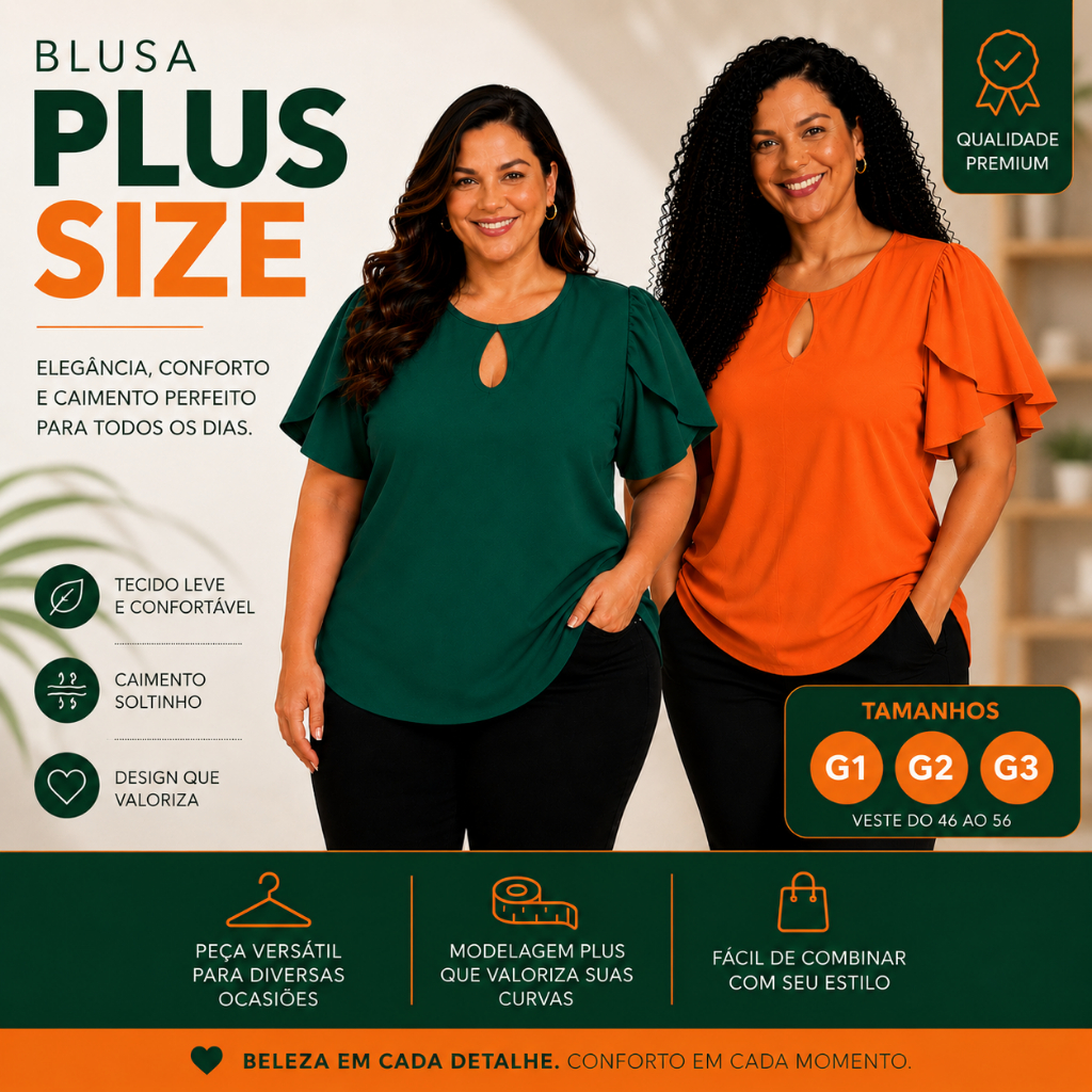 Kit 2 Blusas Femininas Plus Size Elegantes Manga Flare Casual pronta entrega