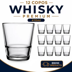 Conjunto 12 Copos de Whisky e Drinks 410 ml – Design Moderno e Alta Resistência