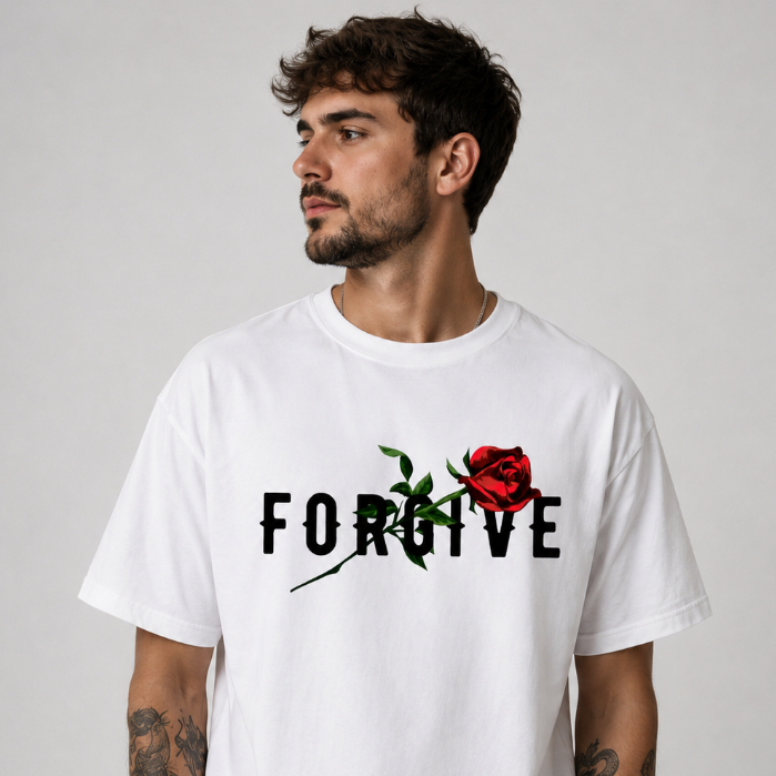 Camiseta Streetwear Unissex 100% Algodão Masculina e Feminina Estampada Forgive Camisa Premium