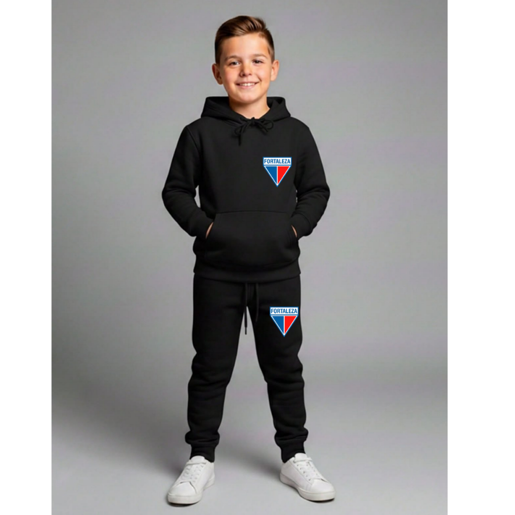 Conjunto Moletom Infantil Canguru Time Blusa Fortaleza Vitoria Calça Frio Agasalho 4 ao 16
