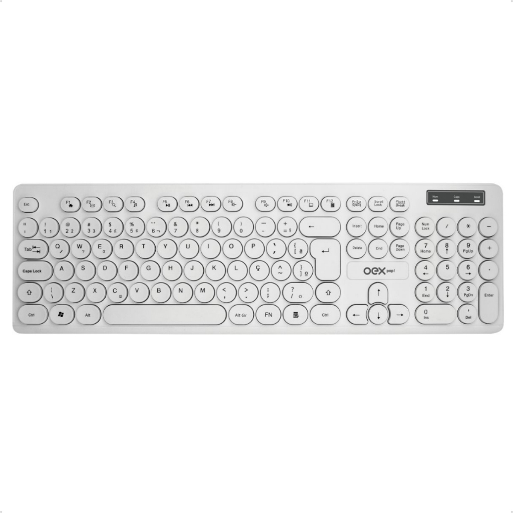 Teclado com Fio Pop Oex TC400 Teclas Redondas Branco