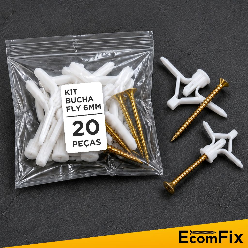 Bucha para Drywall com Parafuso 6mm e 8mm Alta Fixação em Gesso  Escolha o Tamanho
