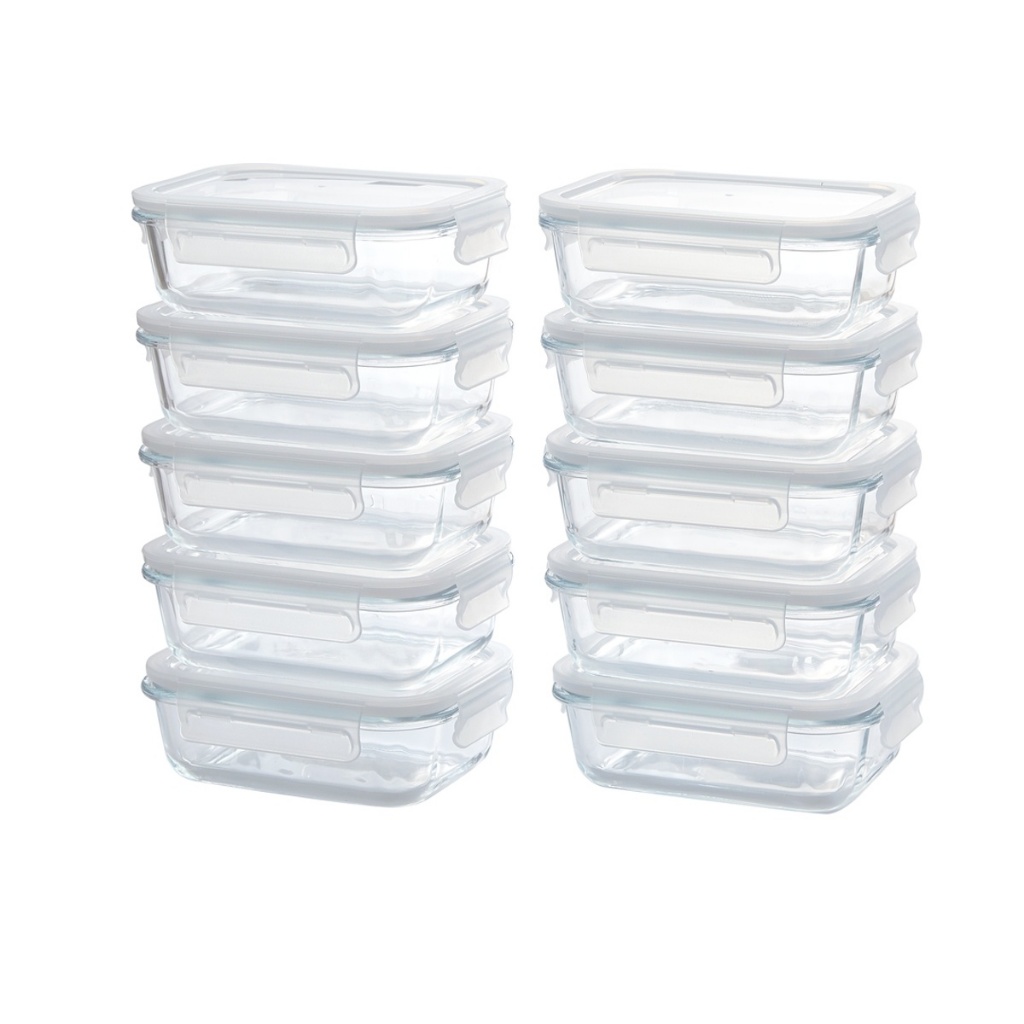 POTE HERMÉTICO HAUSHOP KIT 10 POTES DE VIDRO REFORÇADO FORTE MARMITA ORGANIZADOR