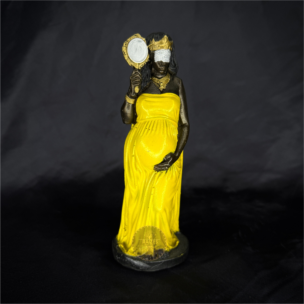 Estátua/Escultura Imagem Miniatura Mãe Oxum Gravida Orixá Resina