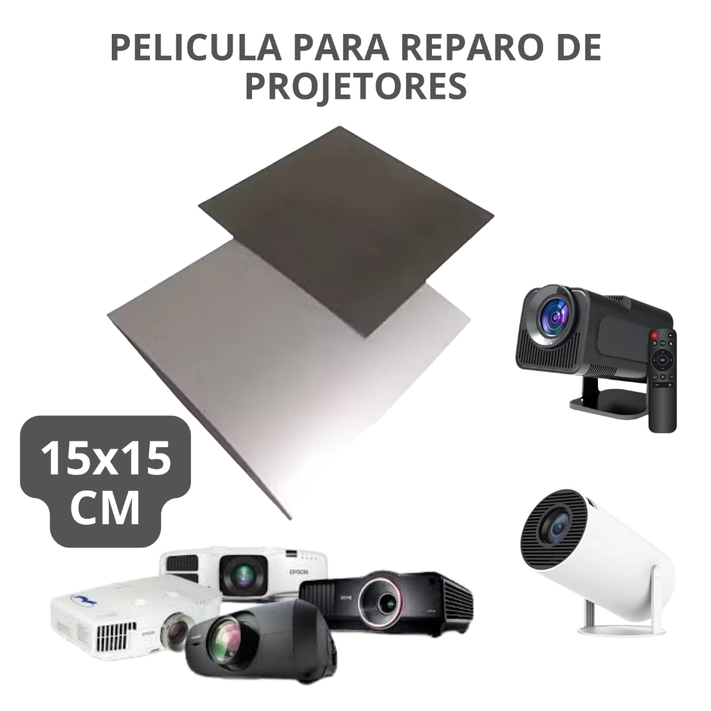 Kit 15x15cm Pelicula Polarizada + Prateada para Projetores em Geral - Betec/BenQ/Epson/Etc..