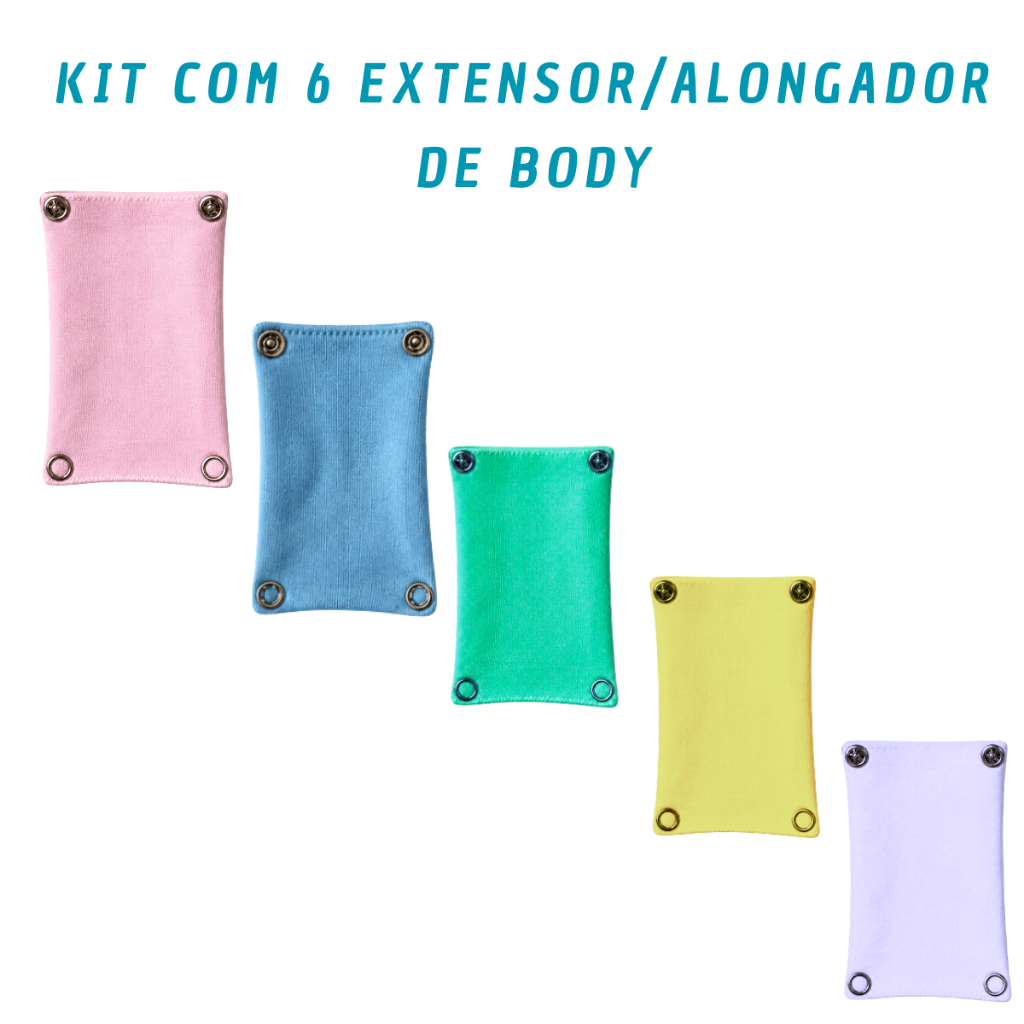 Kit 6 Extensores De Body Bebê Alongador Tecido 100% Algodão Respirável Com 2 Botão Antialérgico