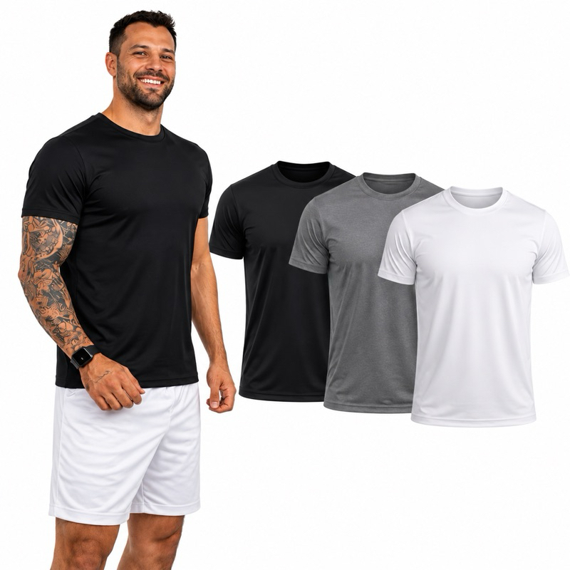 Kit 4 camisas camisetas dry fit masculina treino academia leve respirável secagem rápida