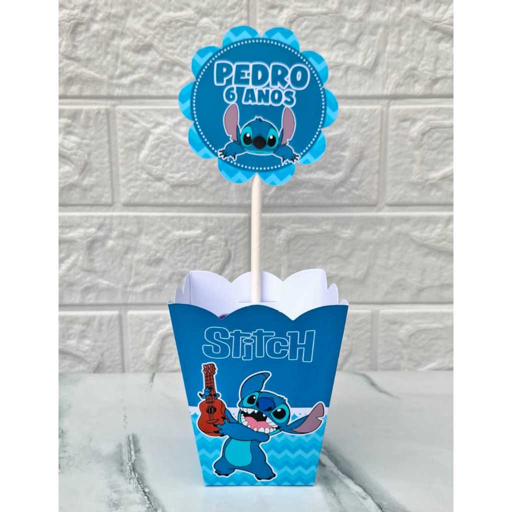 Centro de mesa cachepô personalizado| Stitch | decoração festa mesa de convidados| lembrancinhas