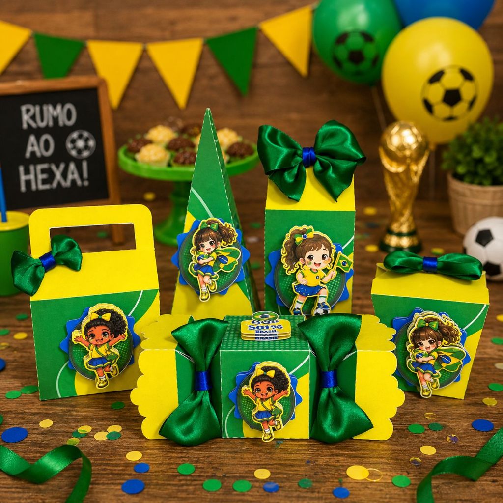 ENVIO RÁPIDO kit festa BRASIL COPA FUTEBOL Caixas personalizadas lembrancinha Aniversário Infantil