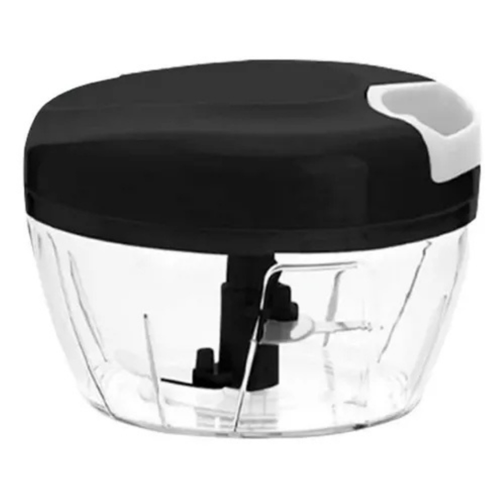Processador de Alimentos Manual preto 500ml com Lâminas de Aço Inoxidável
