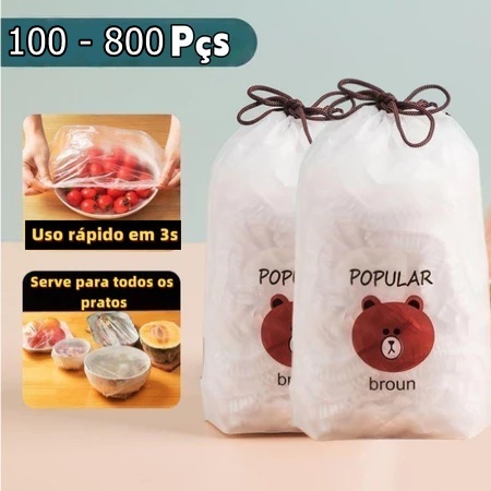 100 Tampas Toucas Para Pratos de Plástico Descartáveis para Alimentos