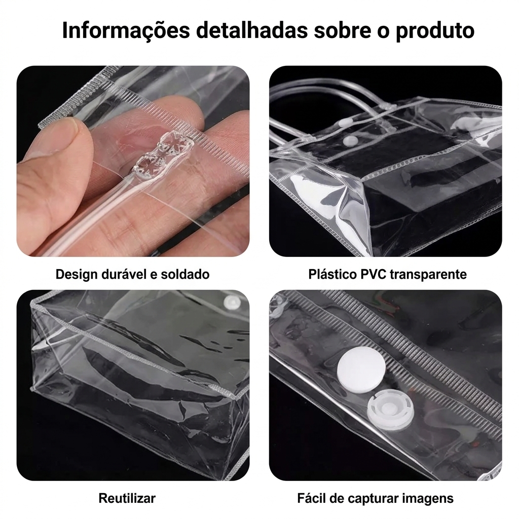 30/40/50 Sacos de Presente em PVC Transparente com Alças Reutilizáveis para Aniversário Casamento e Lembrancinhas — foto 2