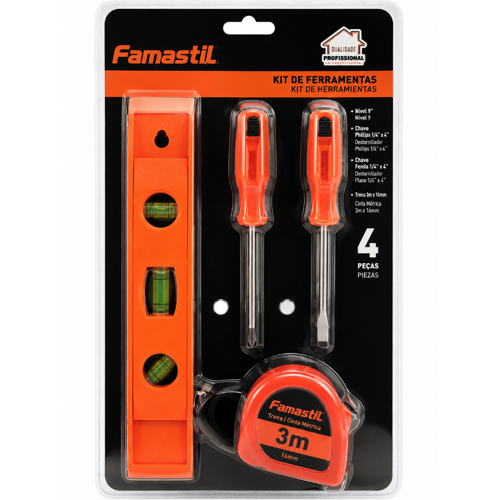 Kit Ferramentas Você Resolve Famastil F95.03 Completo Uso Doméstico Manutenção Reparo