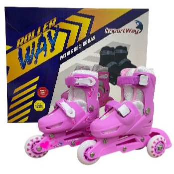 PATINS TRILINE 3 RODAS 2 EM 1 AJUSTAVEL ROSA PP 27 A 30
