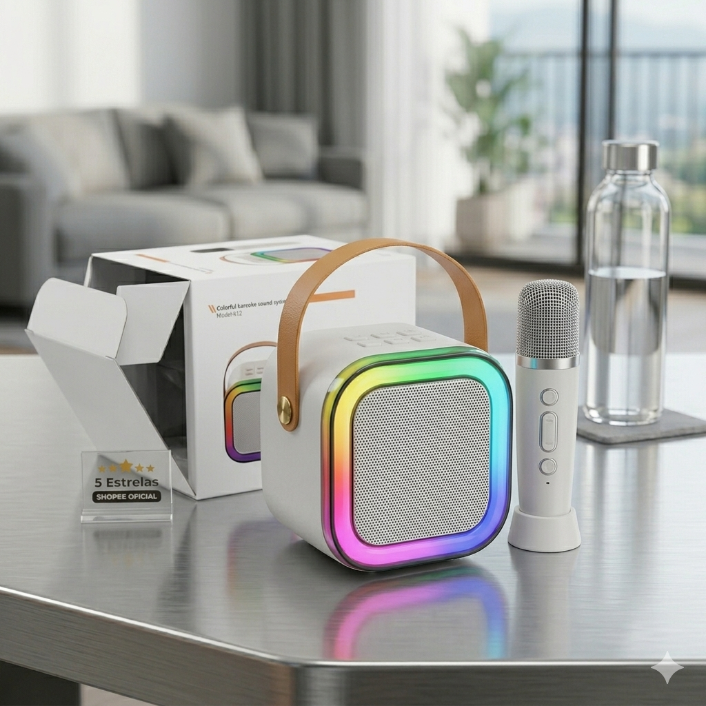 Caixa De Som Com Microfone Alto-Falante Karaokê sem fio Bluetooth Portátil